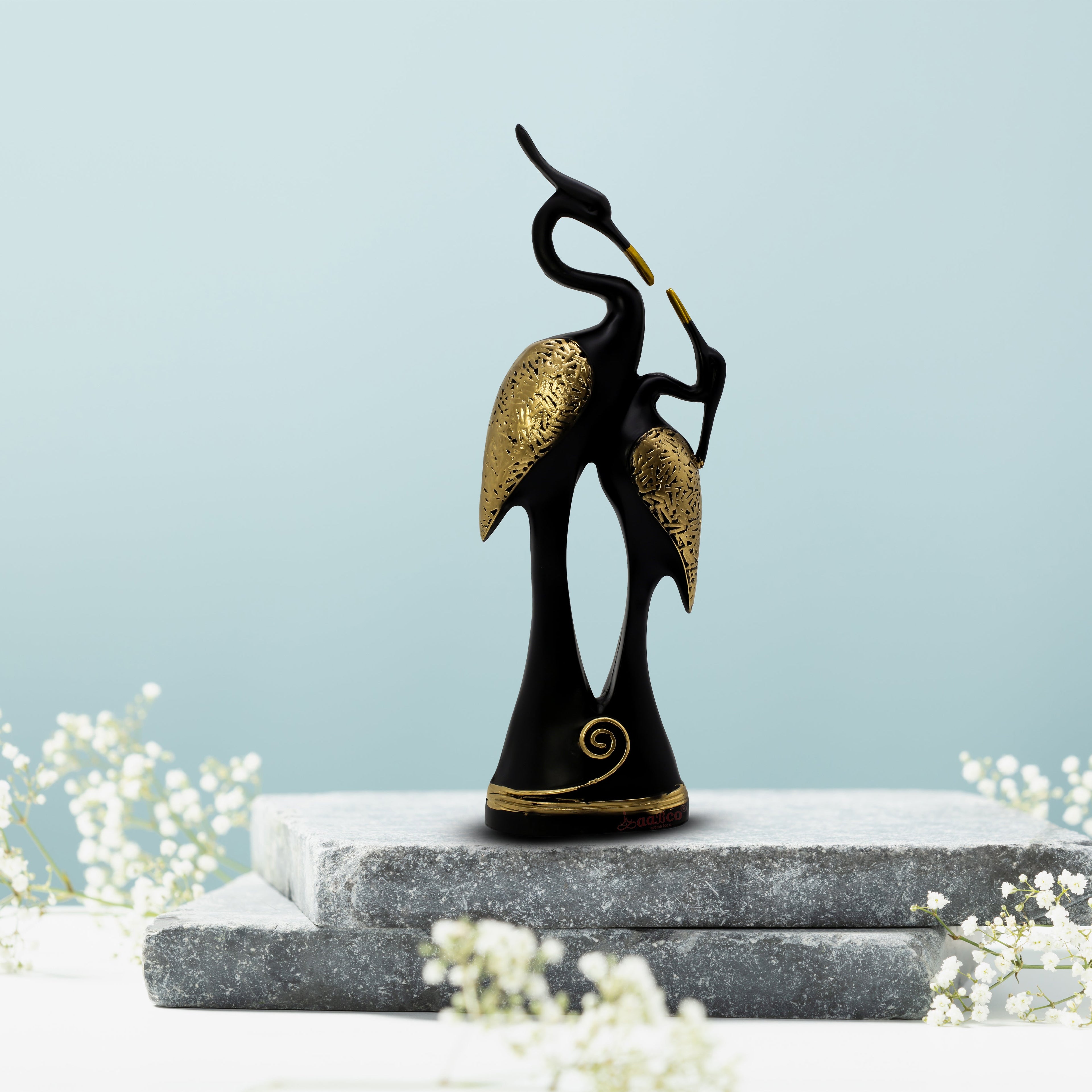 Nordic Black Gold Crane Couple Statue, Elegant Resin Bird Figurine, Romantic Love Bird Sculpture, Modern Living Room Decor, Wedding Anniversary Gift