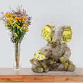 Handcrafted Elephant Mother & Baby Showpiece for Home Dcor | Antique White & Gold Finish Polyresin Figurine | Lucky Elephant Decorative Statue for Living Room, Office & Gif