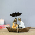Romantic Boat-LadyYellow Couple Showpiece for Home Dcor | Handicrafted Polyresin Love Statue Gift for Anniversary, Wedding & Housewarming