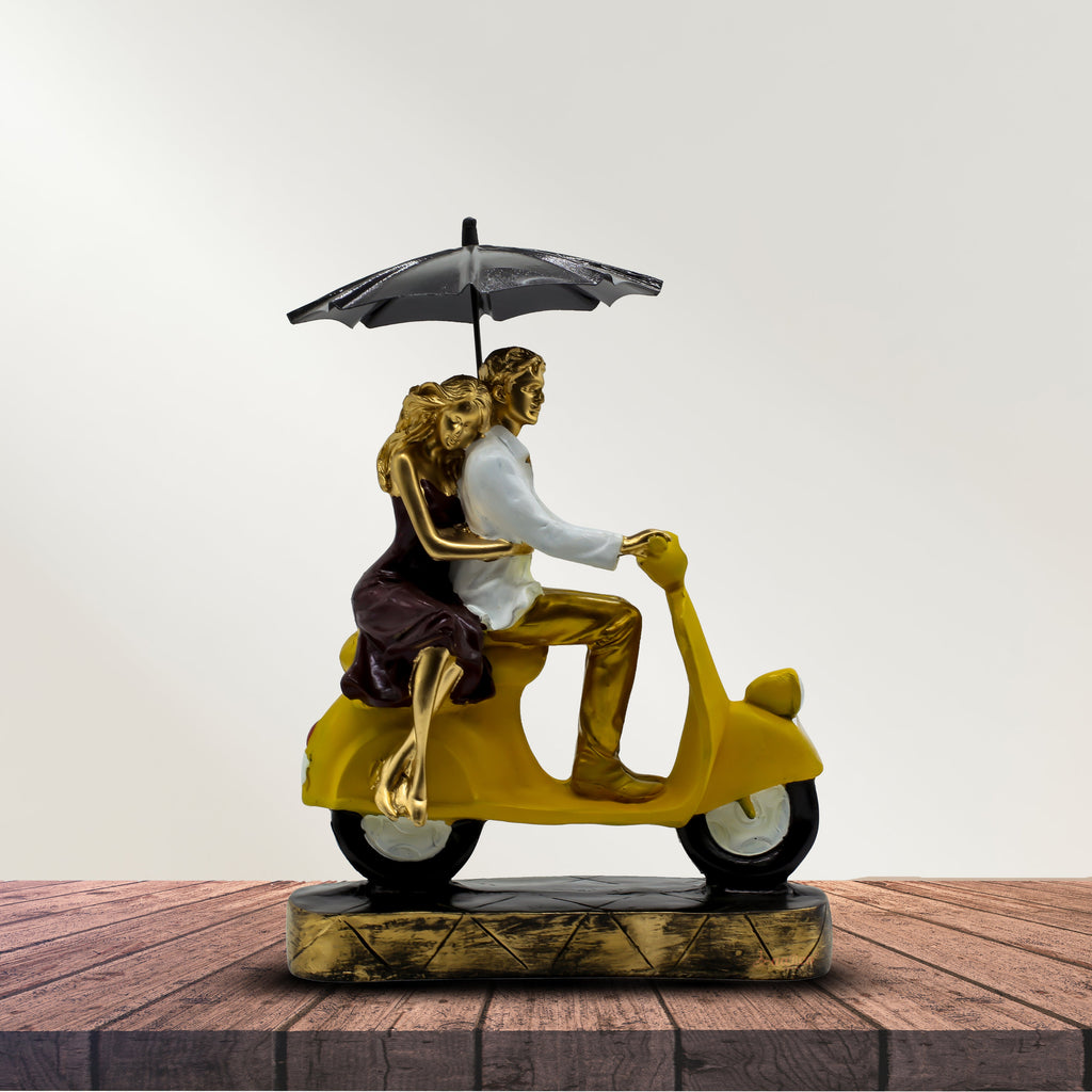 Romantic Couple on Scooter Showpiece, Resin Figurine, Anniversary Wedding Gift
