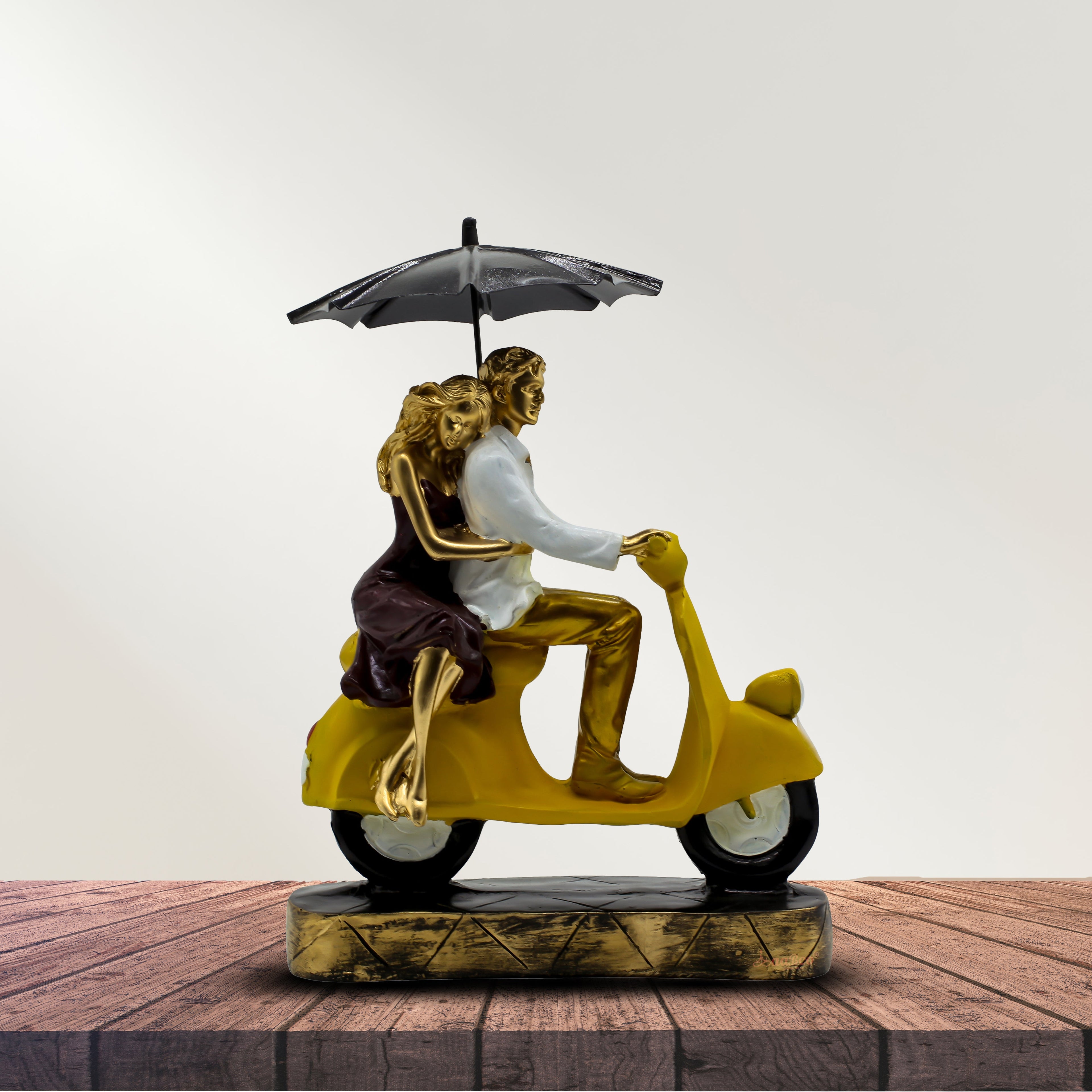 Romantic Couple on Scooter Showpiece, Resin Figurine, Anniversary Wedding Gift