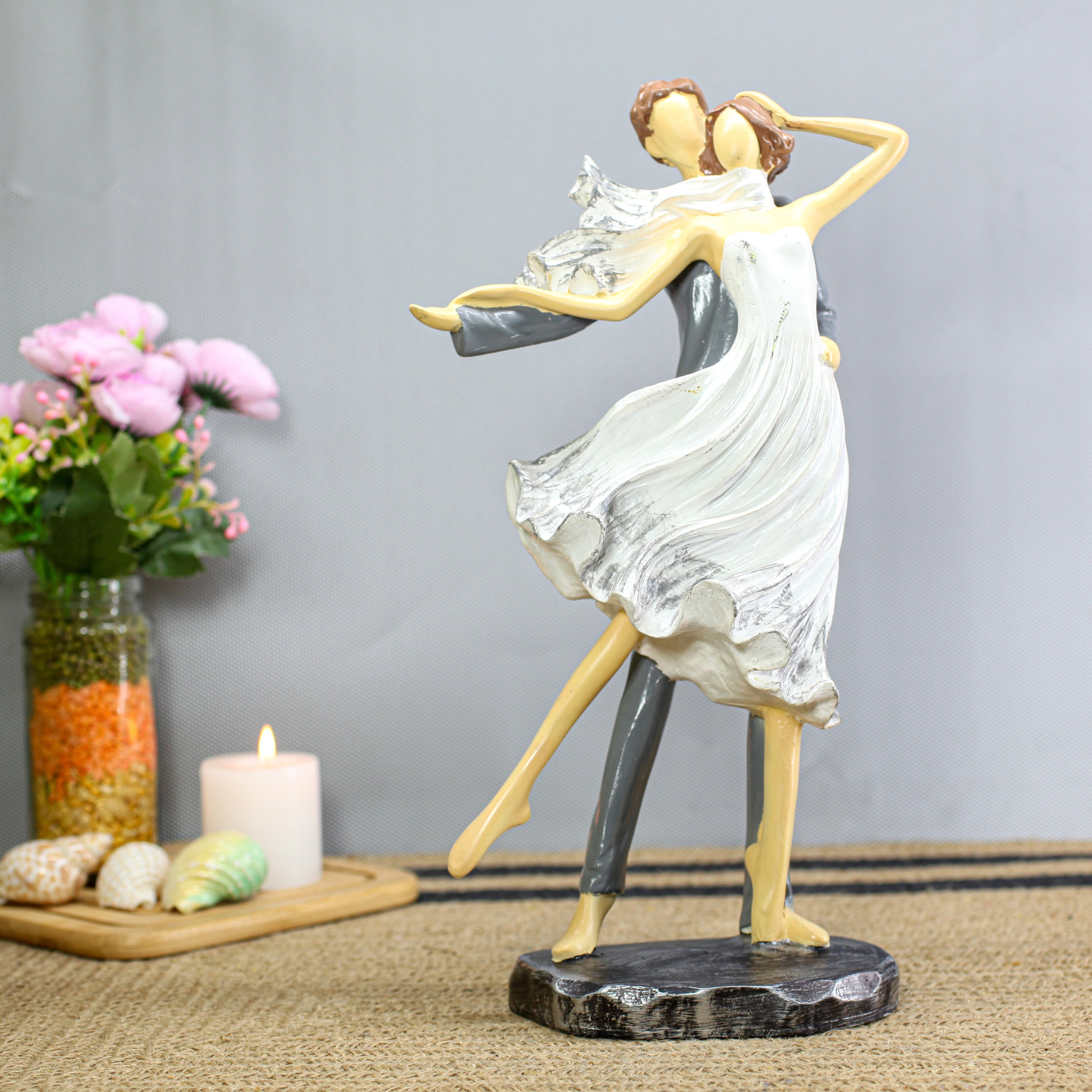 Dancing Romantic Couple Showpiece for Home Dcor | Handicrafted Polyresin Love Statue Gift for Anniversary, Wedding & Housewarming