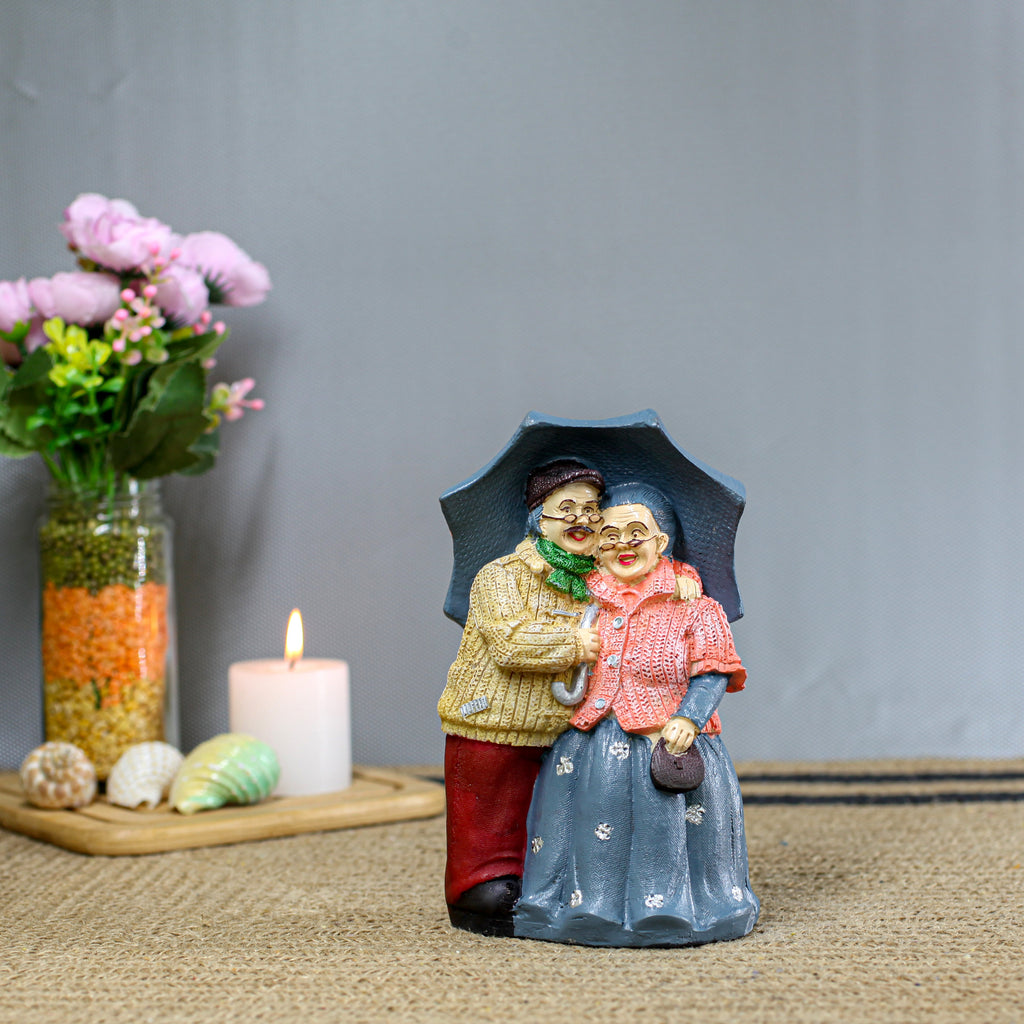 Elderly Couple Bicycle Showpiece | Handcrafted Resin Love Figurine for Home Decor | Anniversary Gift