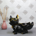 Elegant Tokari Black Dog  Showpiece for Home Dcor | Modern Polyresin Dog Figurine Set with Gold Accents | Tabletop Decorative Statue for Living Room, O