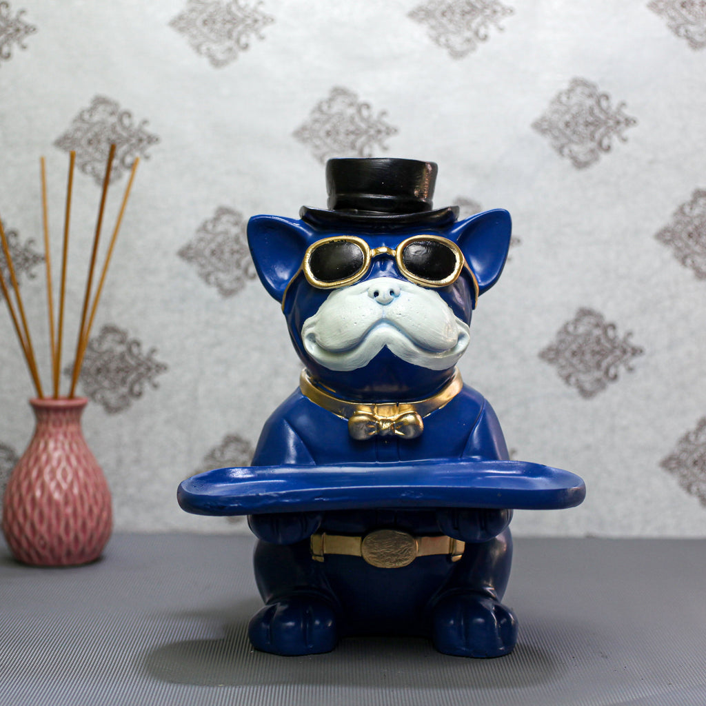 Elegant Cap Black Dog  Showpiece for Home Dcor | Modern Polyresin Dog Figurine Set with Gold Accents | Tabletop Decorative Statue for Living Room, O