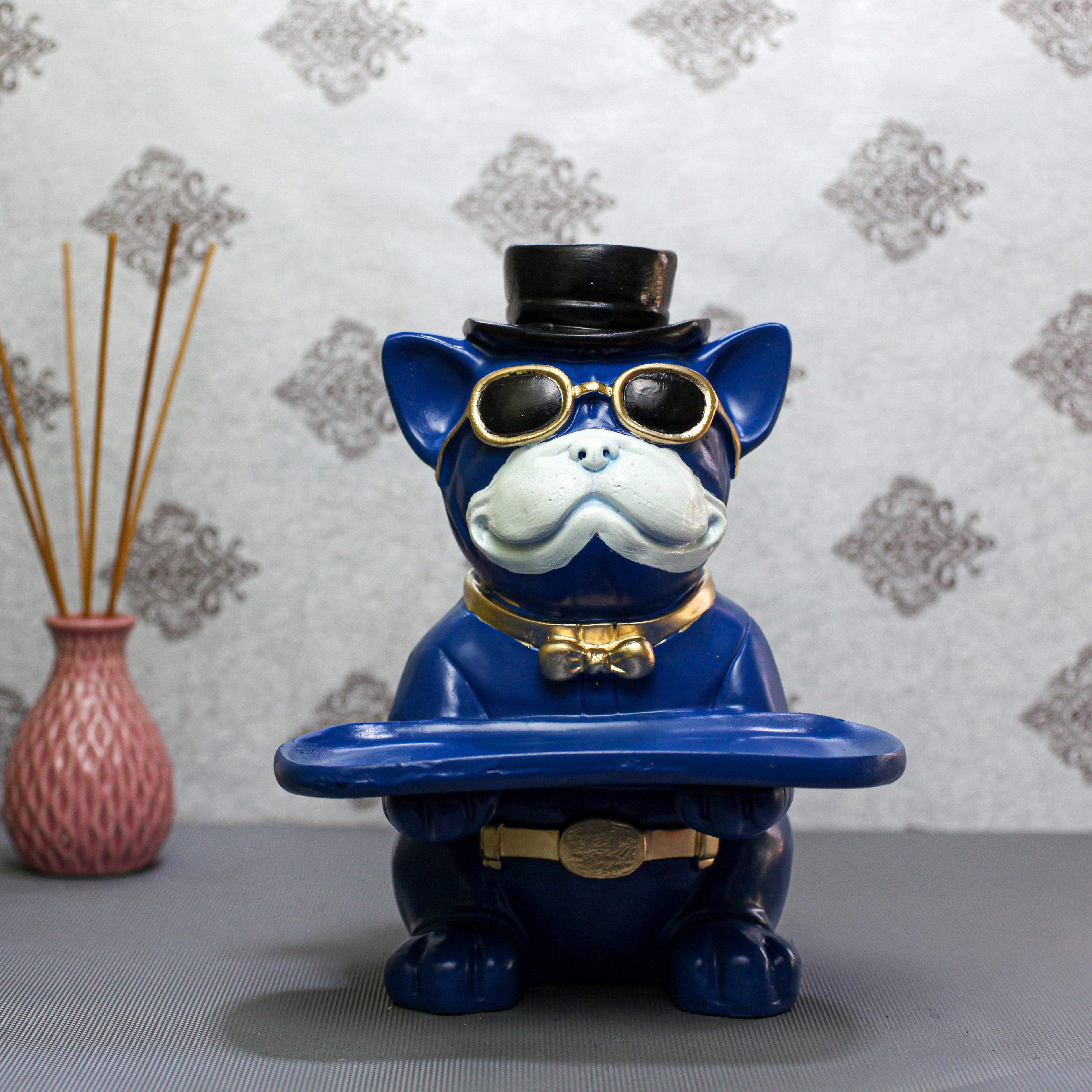 Elegant Cap Black Dog  Showpiece for Home Dcor | Modern Polyresin Dog Figurine Set with Gold Accents | Tabletop Decorative Statue for Living Room, O