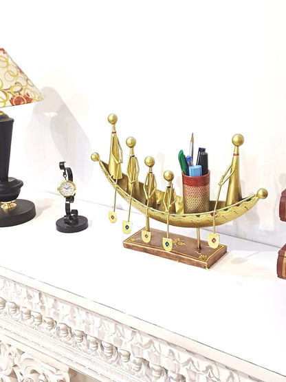 Handicrafted Boat Shape Pen, Pencil Holder