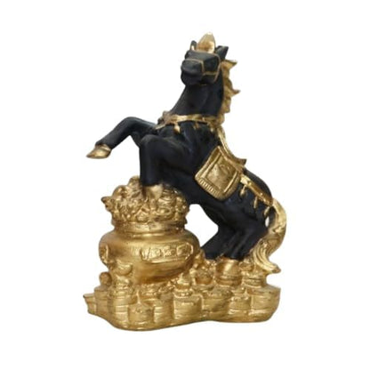 Coin Horse Black Golden,6 Inch, for Home & Office Decor, Gifting.