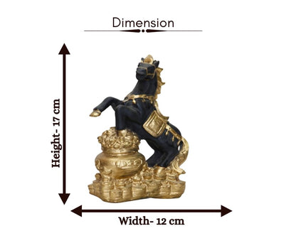 Coin Horse Black Golden,6 Inch, for Home & Office Decor, Gifting.