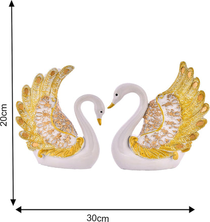 Swan Pair Feather Design Showpiece.