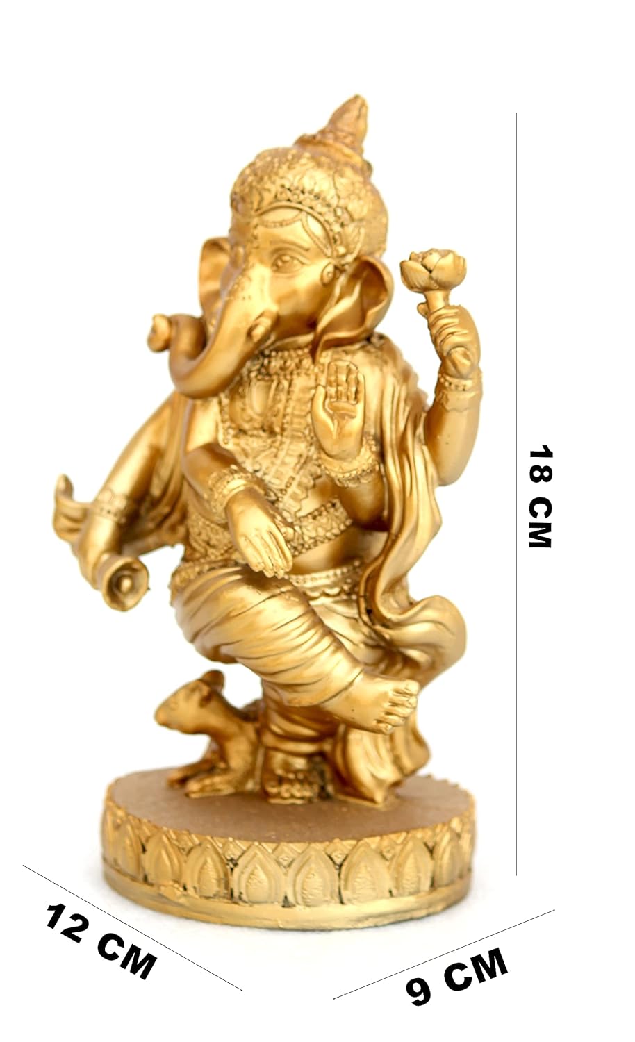 Beautiful Golden Finish Ganesha in Dancing Position Decorative Showpiece.
