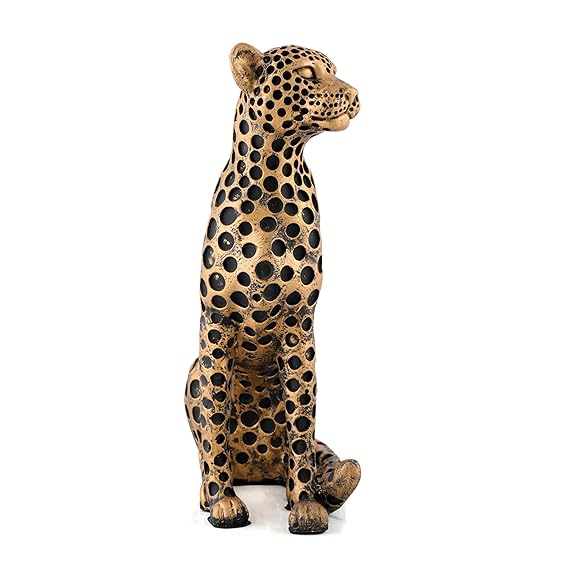 Leopard Sculptures for Home Decor, Golden Resin Leopard Art Decorative Sculpture