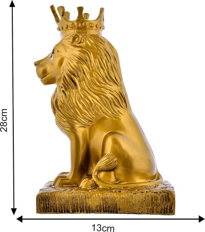 Lion Statue with Crown Sculpture Showpiece.