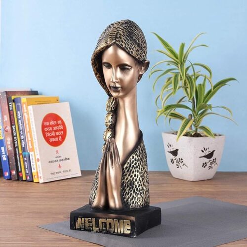Welcome Lady Showpiece for Home Office Decor Showpiece