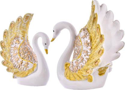 Swan Pair Feather Design Showpiece.