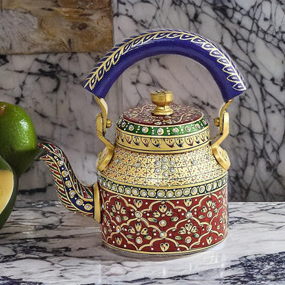 Hand Painted Traditional Aluminium Colourful Tea Pot .