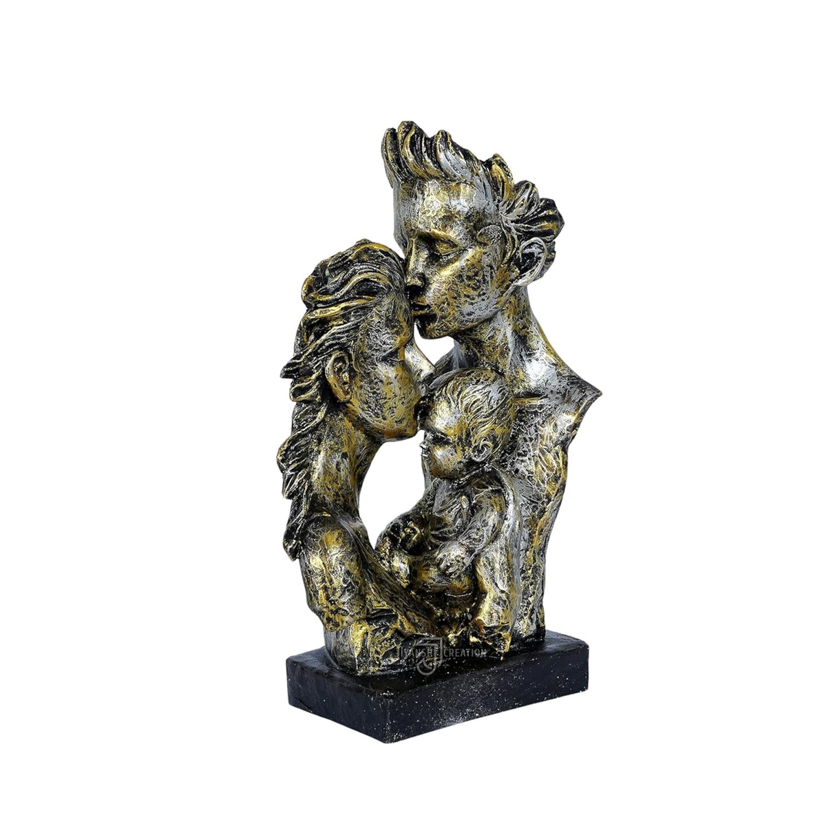 Mother, Father with Son Love Statue, Family Showpiece.