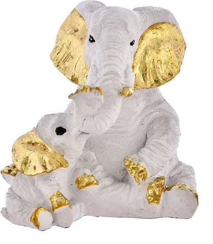 Small Elephant Family Mom and Baby Sculpture
