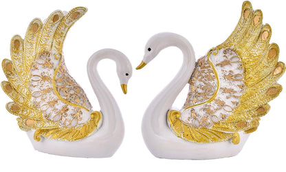 Swan Pair Feather Design Showpiece.