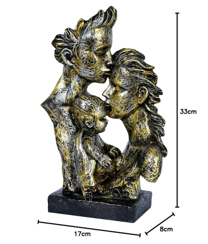 Mother, Father with Son Love Statue, Family Showpiece.