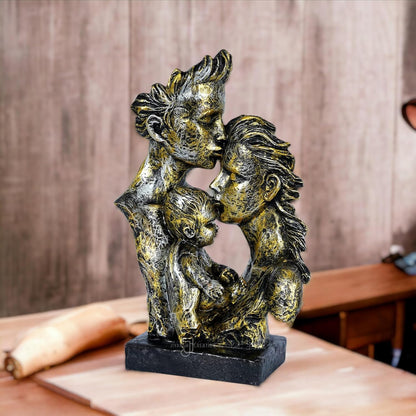 Mother, Father with Son Love Statue, Family Showpiece.