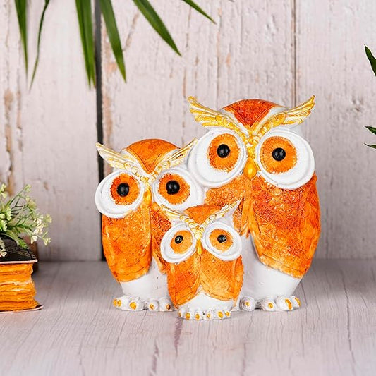 owl Family Set of 3 Statue showpiece Figurine for Desk, Hotel Living Room Gift Table Top Decoration