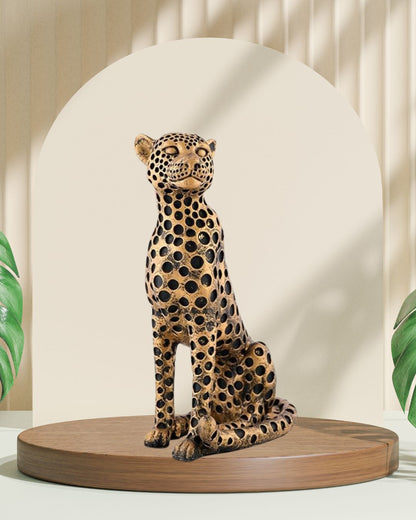Leopard Sculptures for Home Decor, Golden Resin Leopard Art Decorative Sculpture