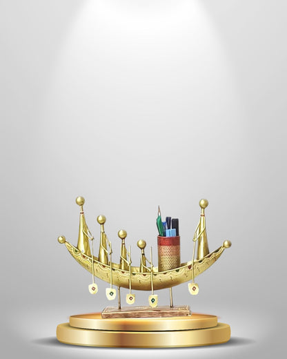 Handicrafted Boat Shape Pen, Pencil Holder