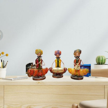Metal Rajasthani Musicians Showpiece - Home Decor | Stylish Table Items